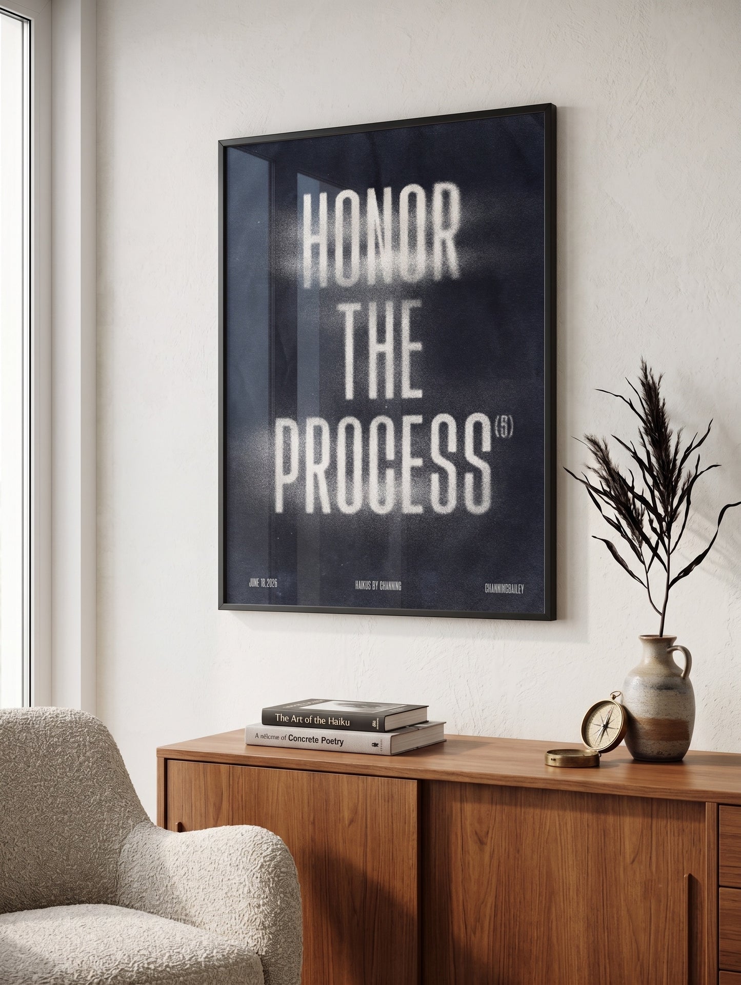 Honor The Process by Channing Bailey, 2026 archival pigment print and silkscreen from the Haikus by Channing fine art series.